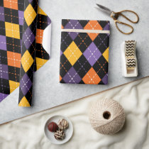 Crafty Black and Orange Halloween Stitching Wrapping Paper