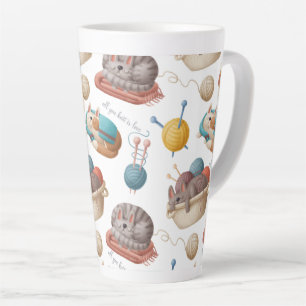 Crafty Cat Lovers Knitting Latte Mug