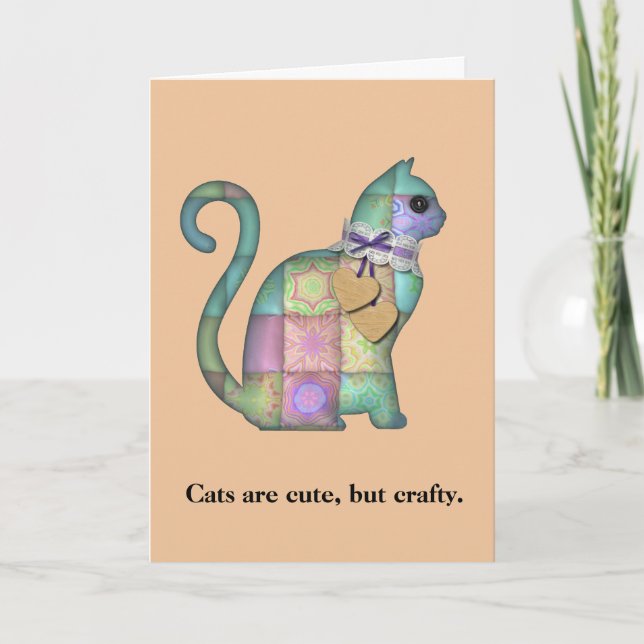 Crafty Cats Quilt Funny Birthday Card (Front)