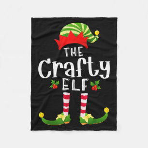 Crafty Christmas Elf Matching Pajama X-mas Party Fleece Blanket