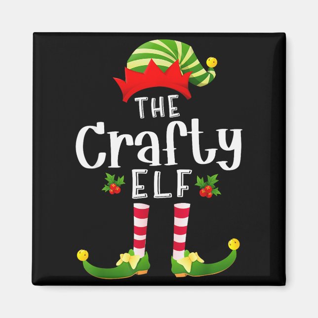 Crafty Christmas Elf Matching Pajama X-mas Party  Magnet (Front)