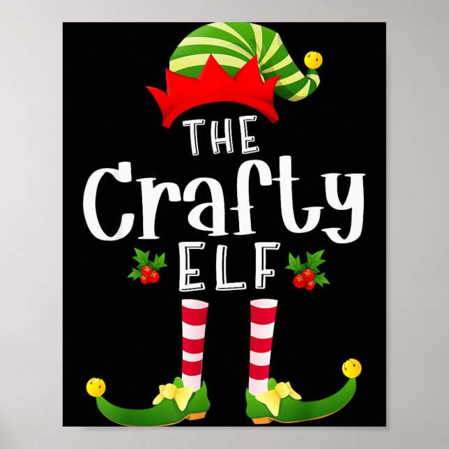 Crafty Christmas Elf Matching Pajama X-mas Party  Poster (Front)