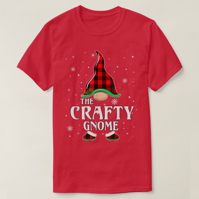 Crafty Gnome Buffalo Plaid Matching Family Christm T-Shirt (Design Front)