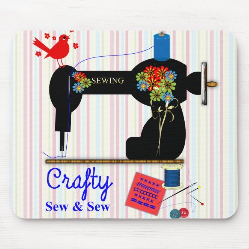 Crafty Sew And Sew Vintage Sewing Machine Mouse Pad