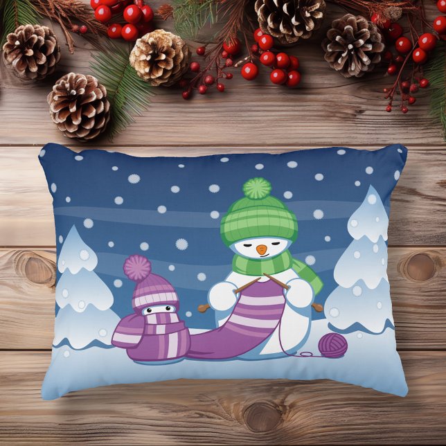 Crafty Snowman Knitting Scarf Decorative Pillow (Creator Uploaded)