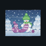 Crafty Snowman Knitting Scarf Fleece Blanket<br><div class="desc">Vector illustration of two adorable cartoon snowmen dressed in knitted hats and scarves. The big crafty snowman is knitting an oversized scarf for the little one. The scarf is already wrapped several times around the cute little snowman.</div>
