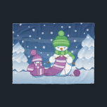 Crafty Snowman Knitting Scarf Fleece Blanket<br><div class="desc">Vector illustration of two adorable cartoon snowmen dressed in knitted hats and scarves. The big crafty snowman is knitting an oversized scarf for the little one. The scarf is already wrapped several times around the cute little snowman.</div>