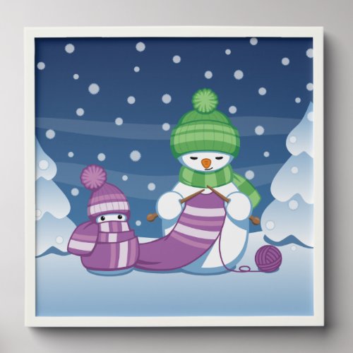 Crafty Snowman Knitting Scarf Peel And Stick Photo Tile