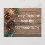 Crafty Wood Grain Christmas Customize Postcard<br><div class="desc">Beautiful creative Christmas postcard that can be customized making it a perfect way to share holiday greetings with family and friends.  The personalization options let you customize your Xmas card to send whatever message you want.  Merry Christmas!  Happy Holidays!</div>