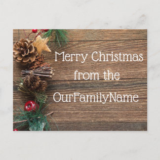Crafty Wood Grain Christmas Customize Postcard