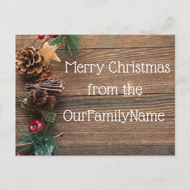 Crafty Wood Grain Christmas Customize Postcard (Front)