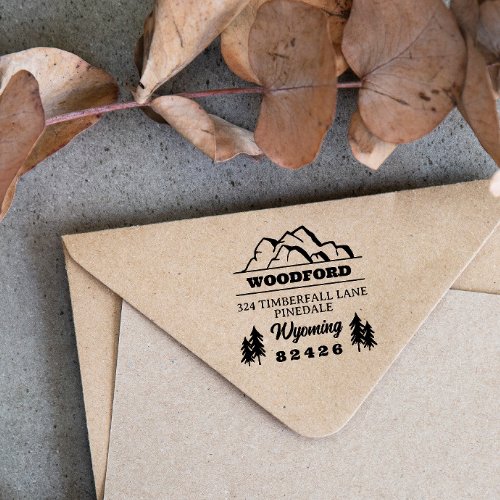 Craggy Mountain Tops  Spruces Rustic Retro Self_inking Stamp