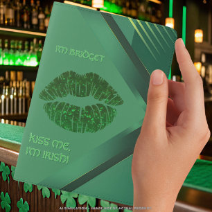 Craic "Kiss Me I'm Irish" Green Glitter Lip Print  Passport Holder