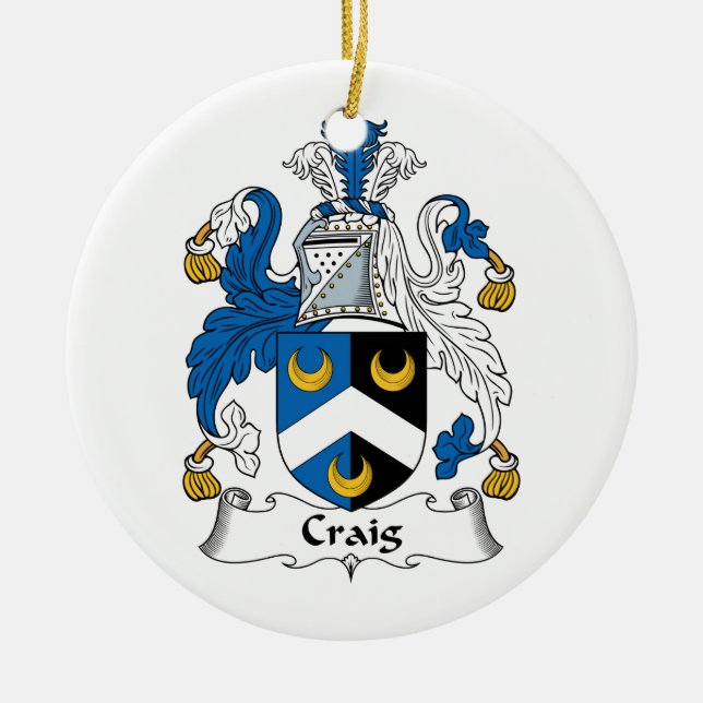 Craig Family Crest Ceramic Ornament (Front)