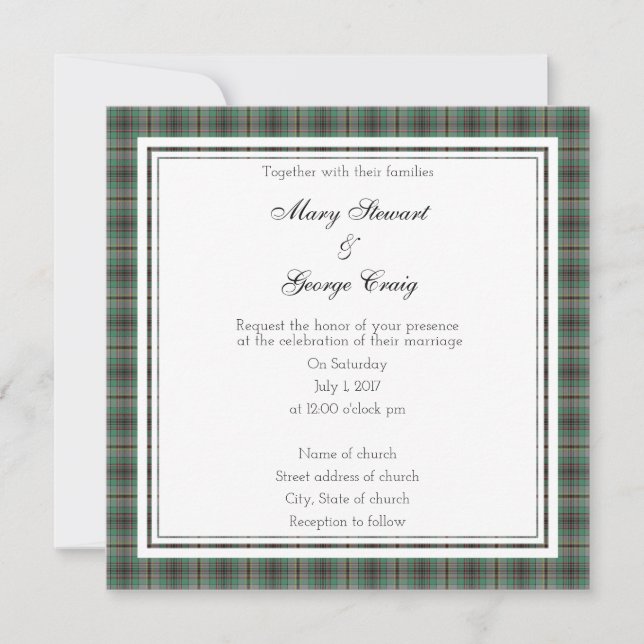 Craig Scottish Wedding Square Invitation (Front)