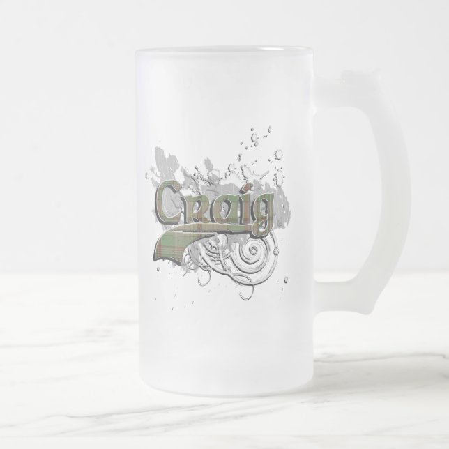 Craig Tartan Grunge Frosted Glass Beer Mug (Right)