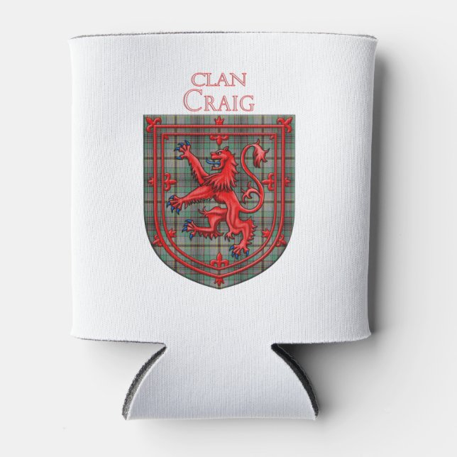 Craig Tartan Scottish Plaid Lion Rampant Can Cooler (Front)