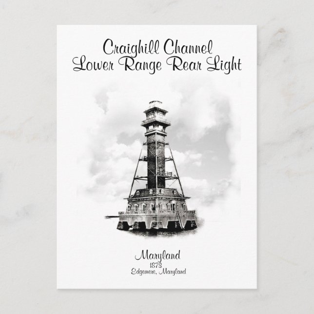 Craighill Channel Lower Range Rear Light-Md Postcard (Front)