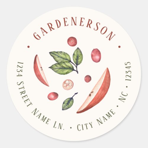 Cranberries and Apples Classic Round Sticker