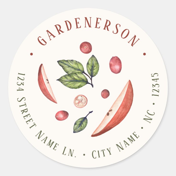 Cranberries and Apples Classic Round Sticker Zazzle