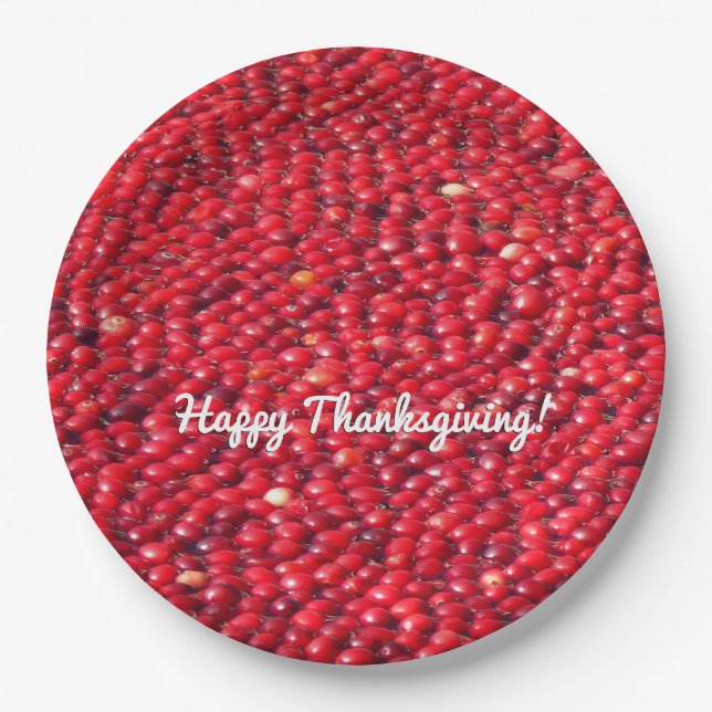 Cranberries Festive Red Paper Plates (Front)