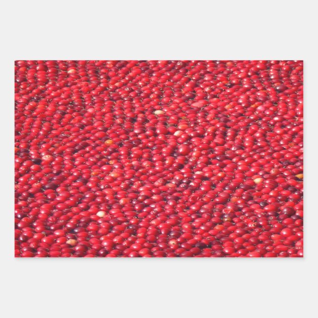 Cranberries Festive Red Wrapping Paper Sheets (Front)