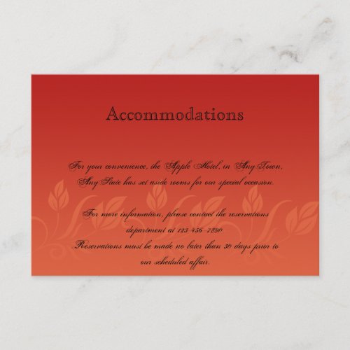 Cranberries on Orange Stripe Wedding Hotel Insert Announcement