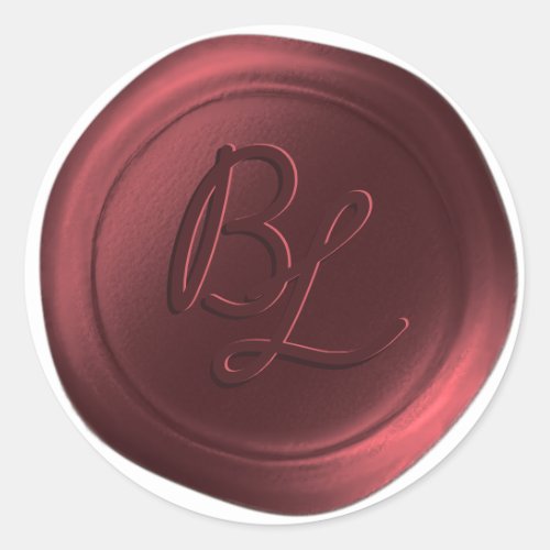 Cranberry 2 Letter Monogram Wax Seal Stickers