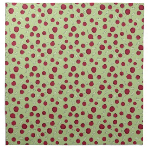 Cranberry and leaves on green berries red fruit cloth napkin