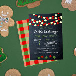 Cranberry and Popcorn Rustic Chalkboard Christmas Invitation<br><div class="desc">Recapture that rustic,  homespun feel of Christmas with these Cookie Exchange invitations featuring strings of cranberries and popcorn with a red and green gingham pattern on the back.  Each field is fully customizable to say just what you want!</div>