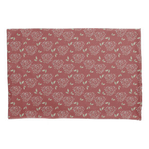 Cranberry and Sage Watercolor Floral Pattern Pillow Case