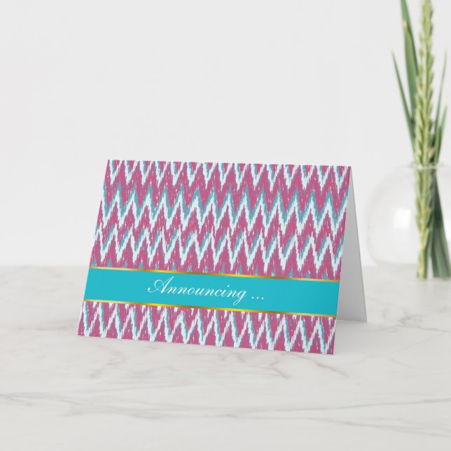 Cranberry and Teal iKat ZigZag Pattern Announcement (Front)