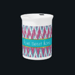 Cranberry and Teal iKat ZigZag Pattern Drink Pitcher<br><div class="desc">Cranberry and Teal iKat We are celebrating the New 2013 color trends in this fun iKat tribal zigzag pattern - using colors from the new COLOR PALETTE 2013 - We have left all of the images used in this design customizable - You can play with them to your hearts content-...</div>