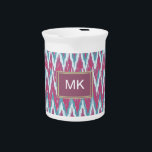 Cranberry and Teal iKat ZigZag Pattern Drink Pitcher<br><div class="desc">Cranberry and Teal iKat We are celebrating the New 2013 color trends in this fun iKat tribal zigzag pattern - using colors from the new COLOR PALETTE 2013 - We have left all of the images used in this design customizable - You can play with them to your hearts content-...</div>