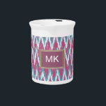 Cranberry and Teal iKat ZigZag Pattern Drink Pitcher<br><div class="desc">Cranberry and Teal iKat We are celebrating the New 2013 color trends in this fun iKat tribal zigzag pattern - using colors from the new COLOR PALETTE 2013 - We have left all of the images used in this design customizable - You can play with them to your hearts content-...</div>