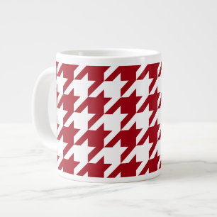 Cranberry and White Large Houndstooth Pattern Coffee Mug