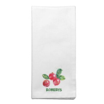 Cranberry Berries Fruit Cranberries Custom Name Cl Cloth Napkin by PineAndBerry at Zazzle