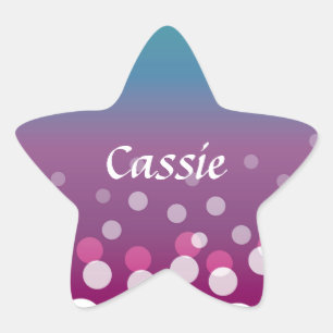 Cranberry-Blue Bubbles Star Sticker