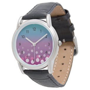Cranberry-Blue Bubbles (w/Numbers) Watch