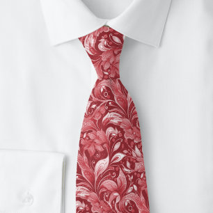 Cranberry Botanical Batik Neck Tie