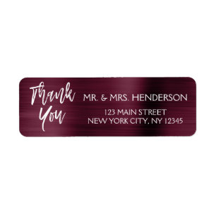 Cranberry Burgundy Thank You Return Address Label