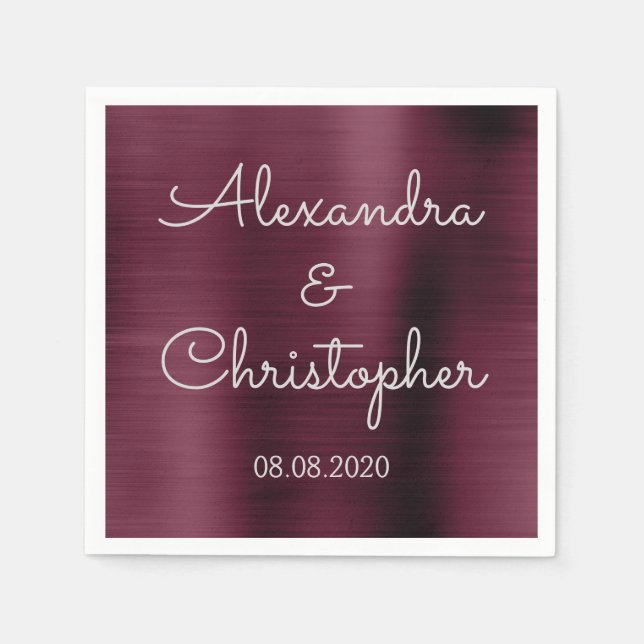 Cranberry Burgundy Wedding or Reception Napkins (Front)