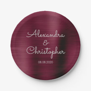 Cranberry Burgundy Wedding or Reception Paper Plates