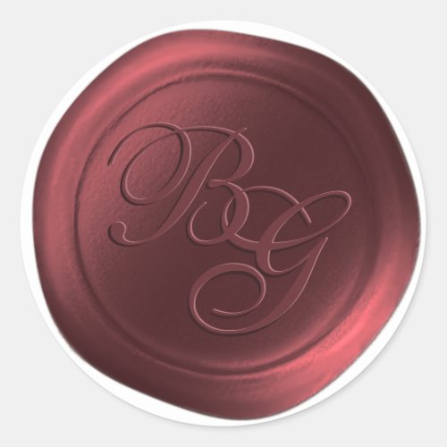 Cranberry Calligraphy Monogram Wax Seal Stickers