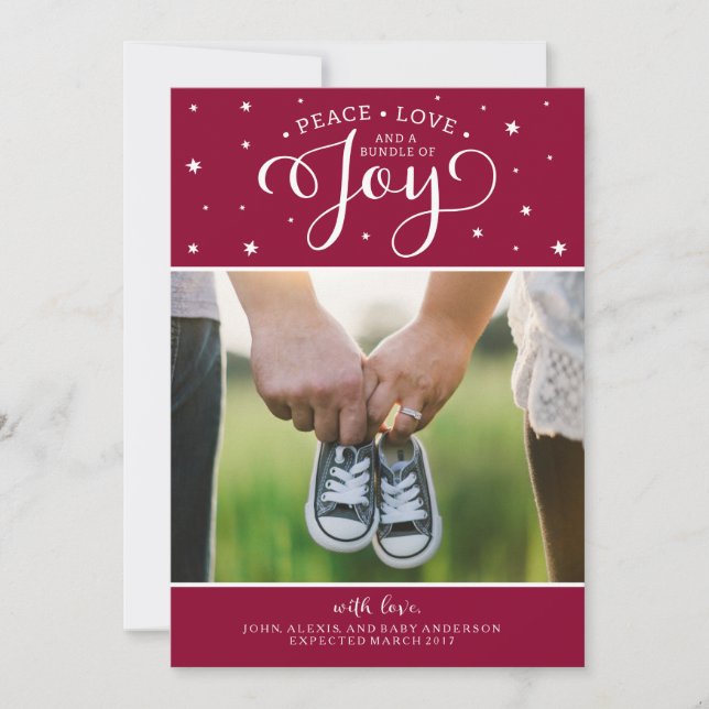 Cranberry Christmas Pregnancy Announcement Card (Front)