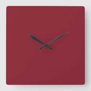 Cranberry Dark Red Solid Trend Color Background Square Wall Clock