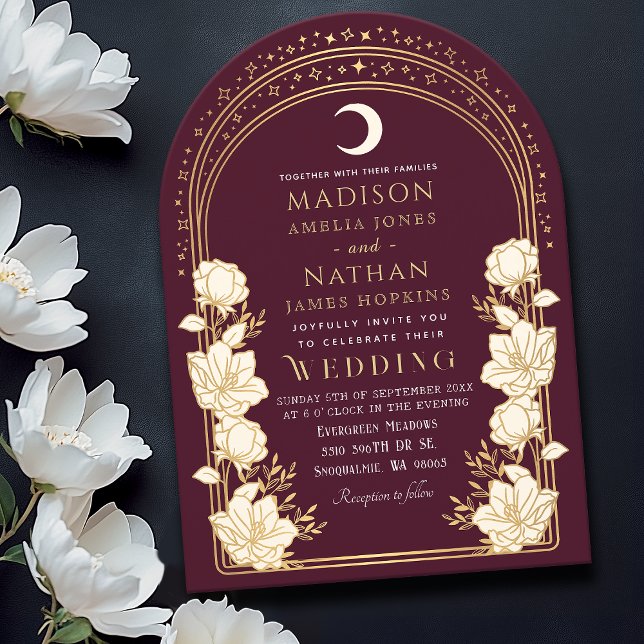 Cranberry Elegant Arch Art Nouveau Wedding  Invitation (Creator Uploaded)