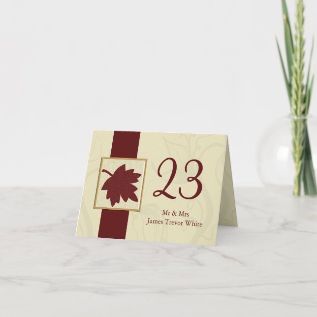 cranberry fall leaf fall autumn wedding card (Front)