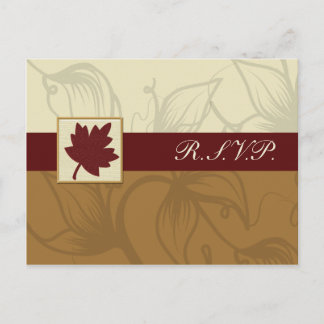 cranberry fall leaf fall autumn wedding invitation postcard