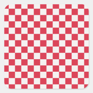 Cranberry fizz checkerboard pattern square sticker